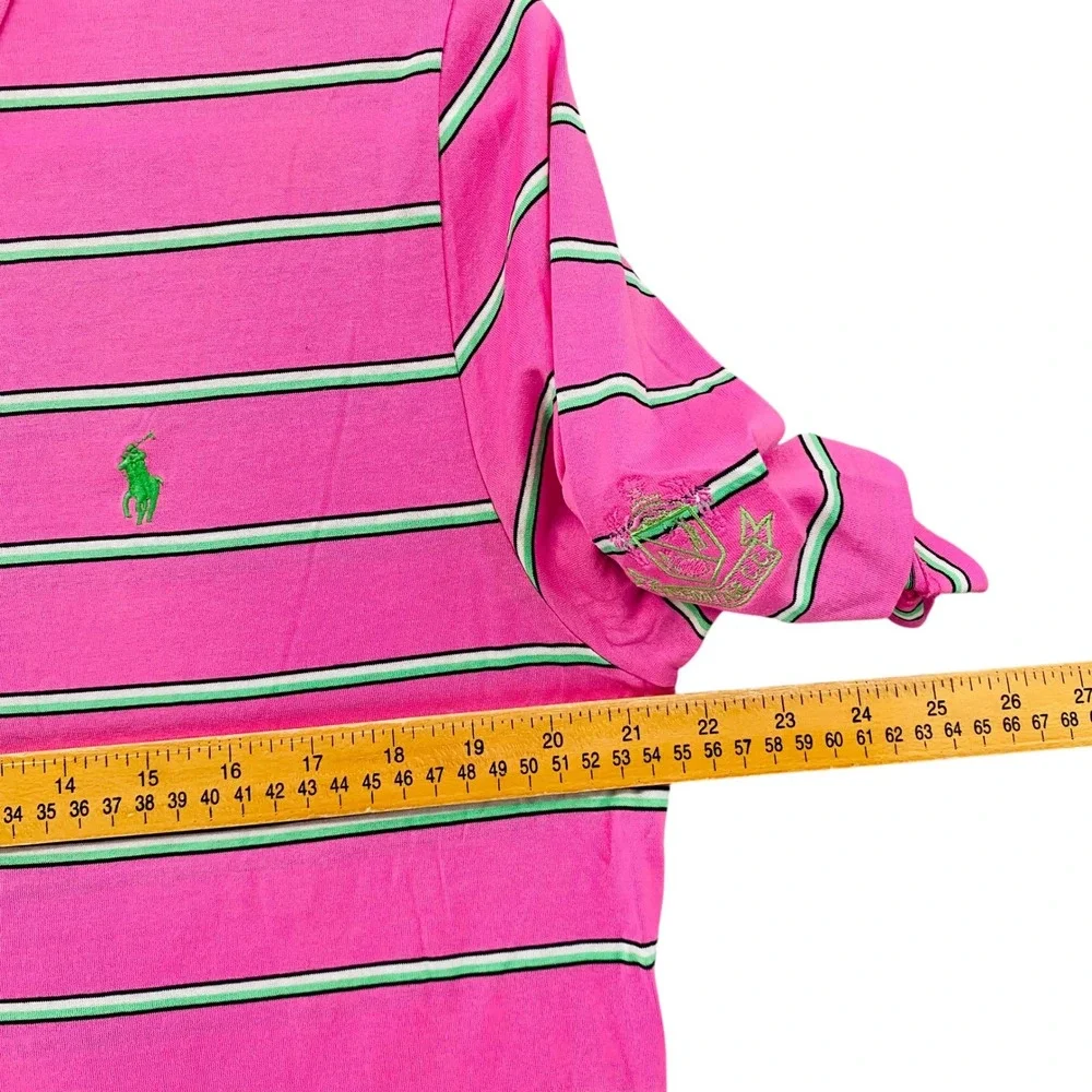 Polo Golf Ralph Lauren Mens Pink Striped Pima Cotton Polo Shirt M - Picture 9 of 10